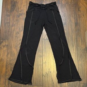 Urban Outfitters Black Waffle Knit Drawstring Flair Pants